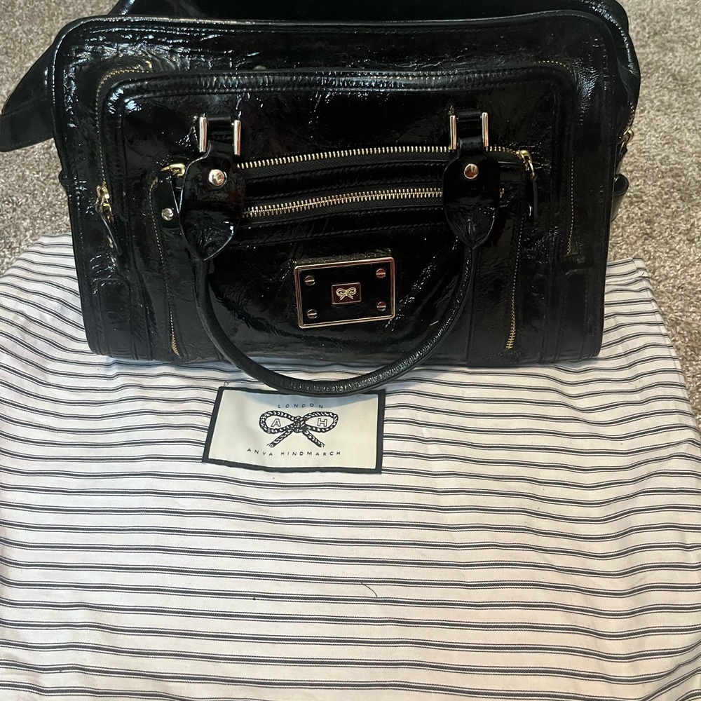 Anya Hindmarch Glossy Black Satchel